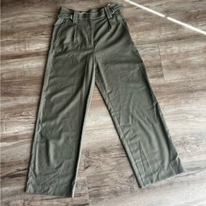Maje olive green high rise wide leg trousers 38= M size buckles great condition